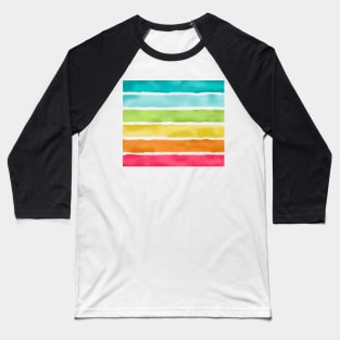 Watercolor Colorful Stripes Baseball T-Shirt